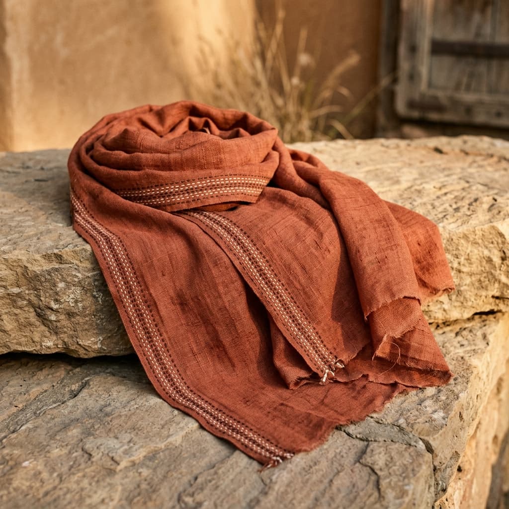 Terracotta Kantha Dupatta